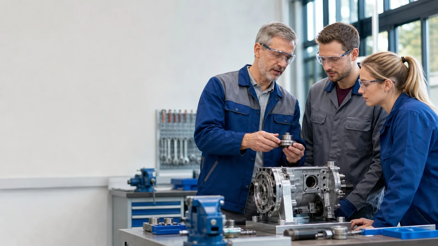 Symbolische technische Weiterbildung an einem Werkstück